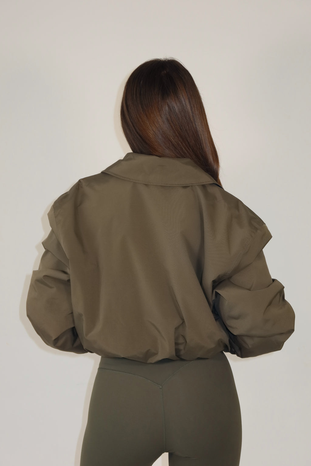 Khaki Oversized Bomber Jacket