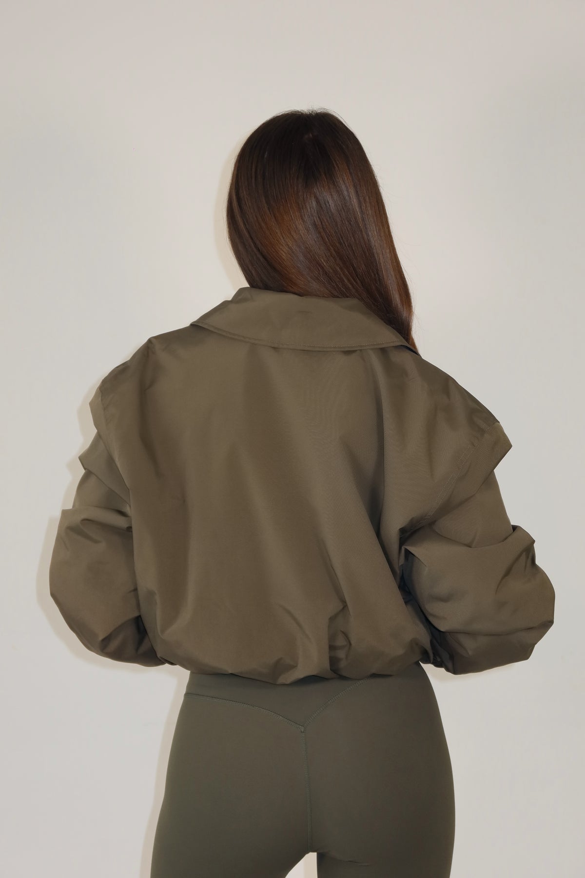 Khaki Oversized Bomber Jacket