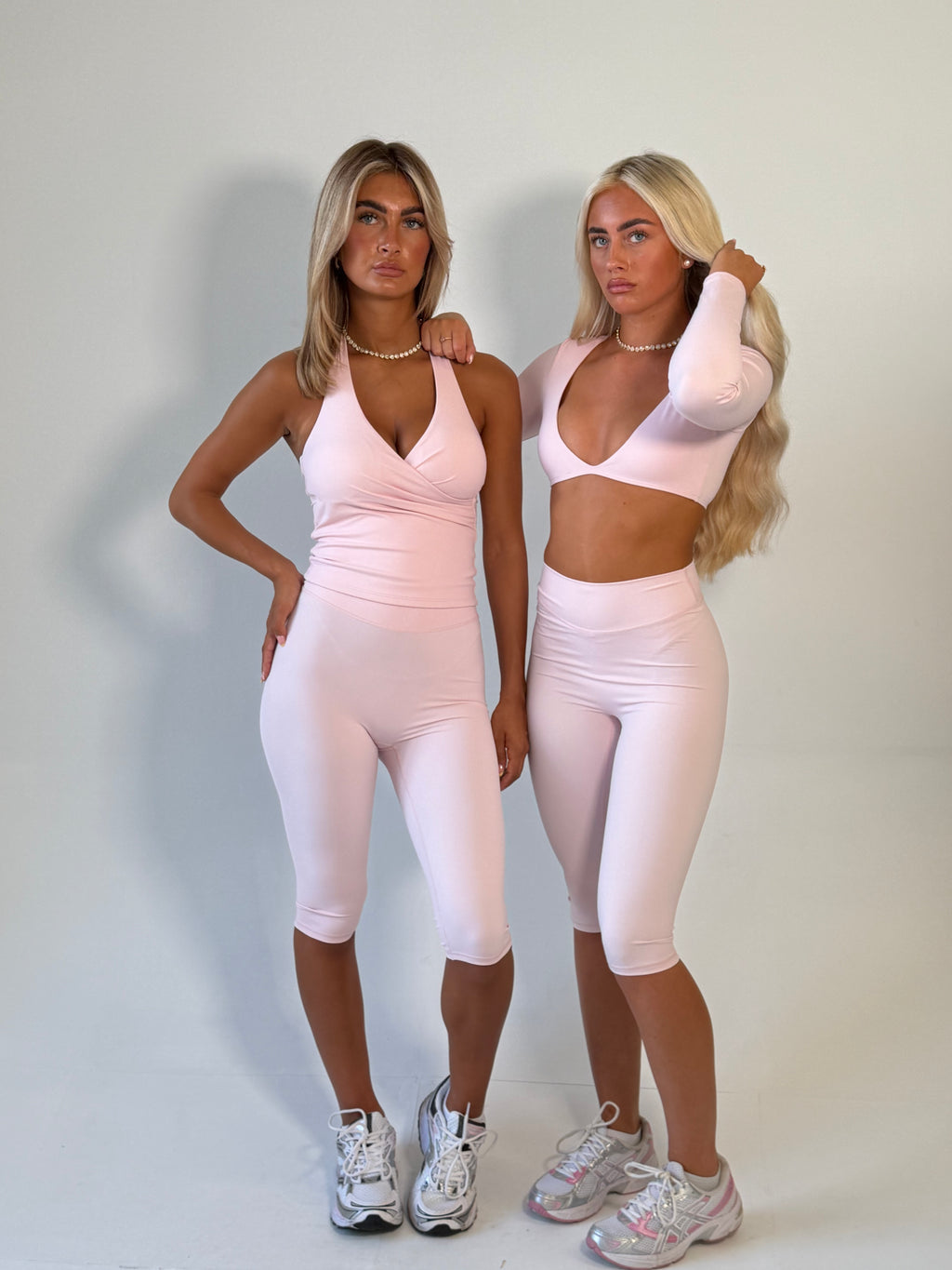 Baby Pink Cross Over Halter Neck Top