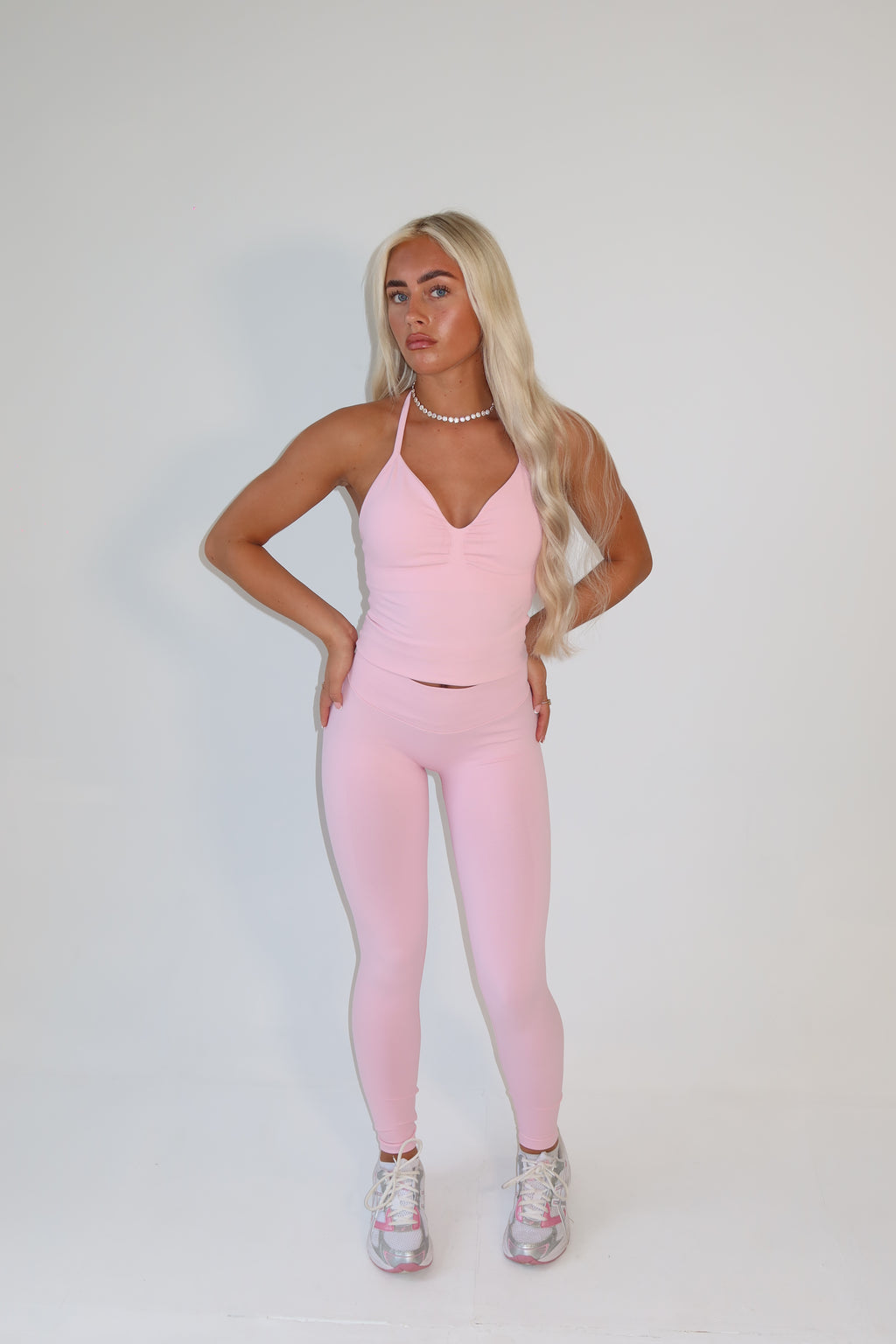 Candy Pink Sculpted Halter Neck Top
