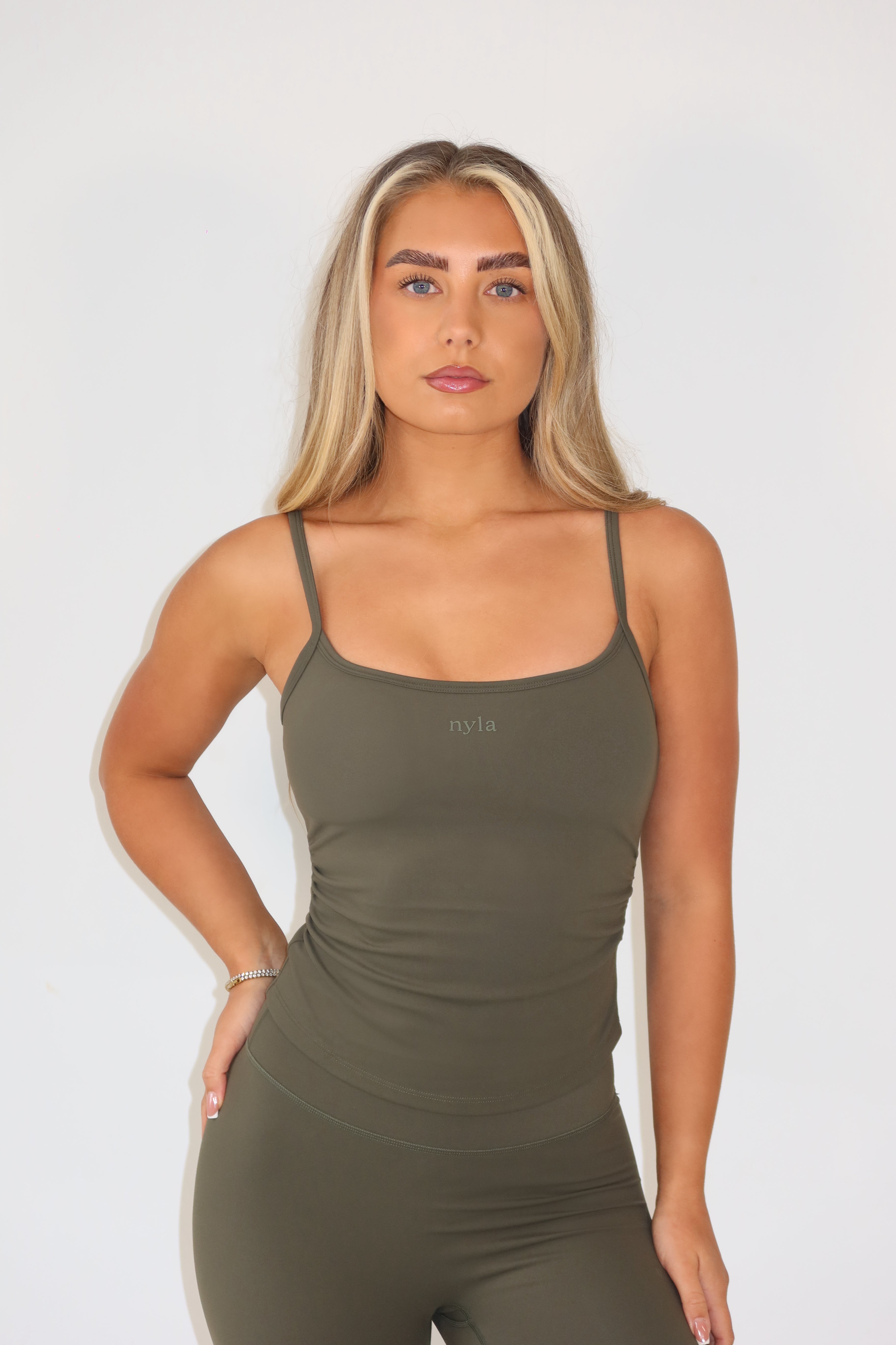 Khaki Strappy Vest Top