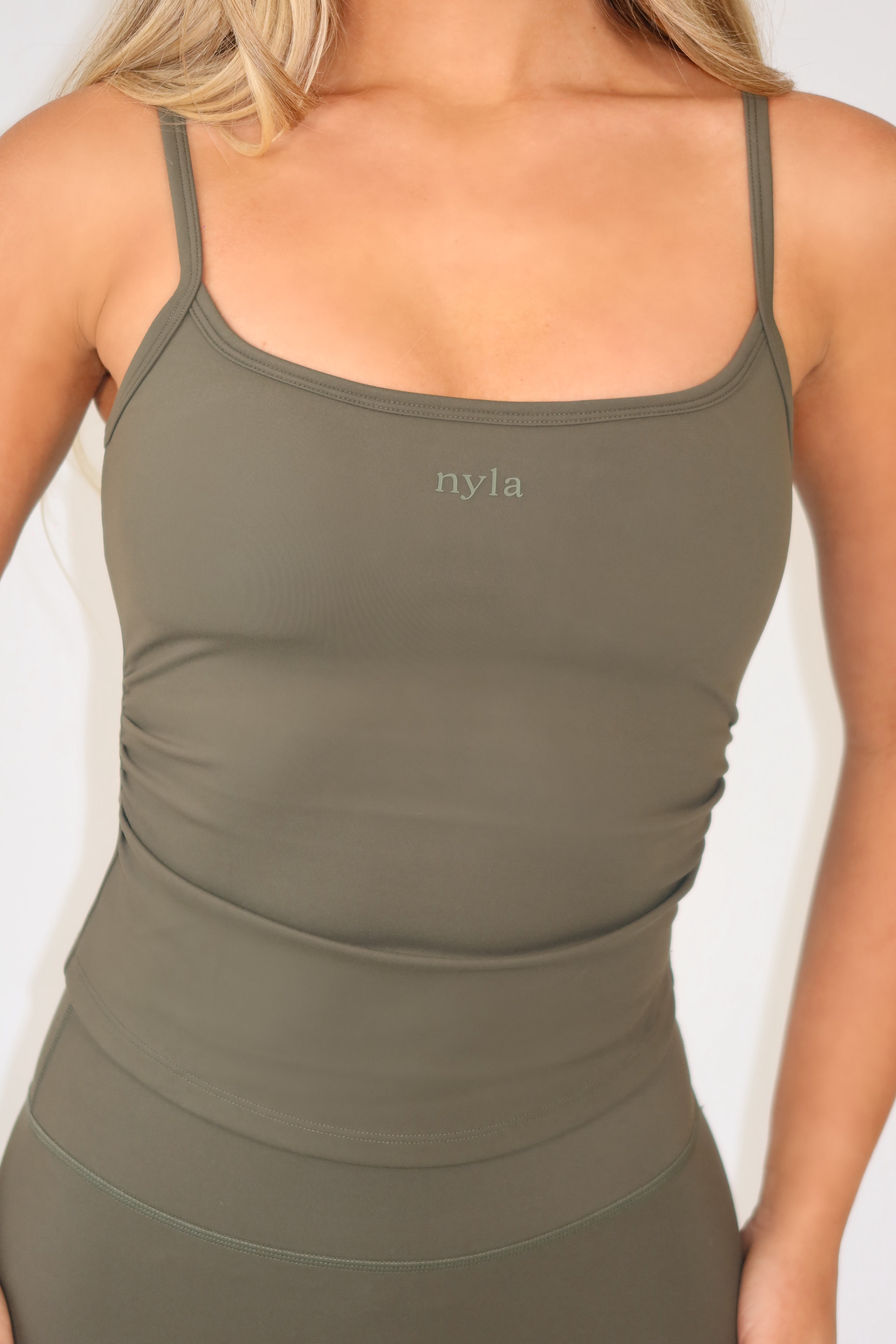 Khaki Strappy Vest Top